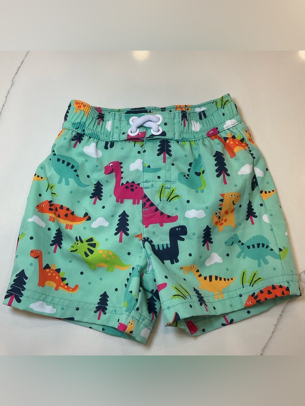wonder nation Mint Green Dinosaur Swim Trunks (3-6M)